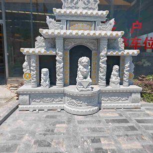 绥化芝麻白中国黑石材套墓 花岗岩墓碑